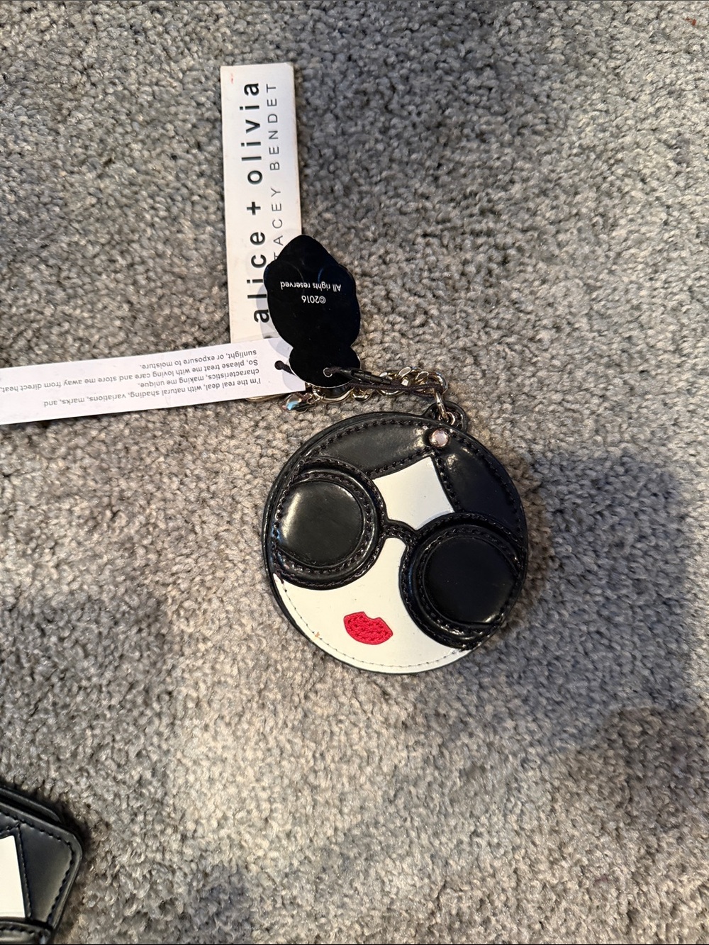 Alice + Olivia Black White and Red Sunglasses Face Coin Pouch